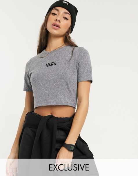 Vans - Drop V - T-shirt crop top - Gris - Exclusivité ASOS