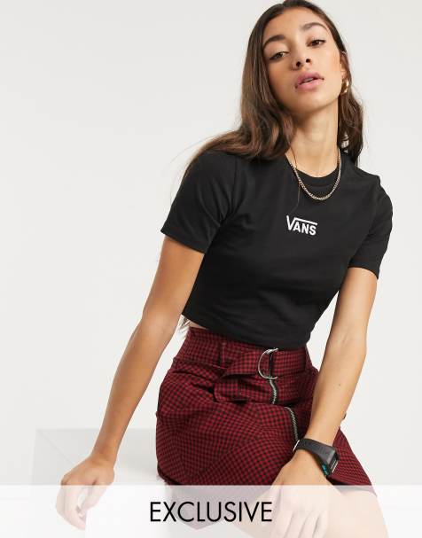 Vans - Drop V - T-shirt crop top - Noir - Exclusivité ASOS
