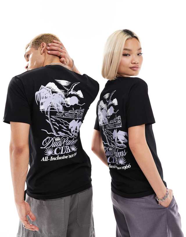 Vans - dual palm back print t-shirt in black