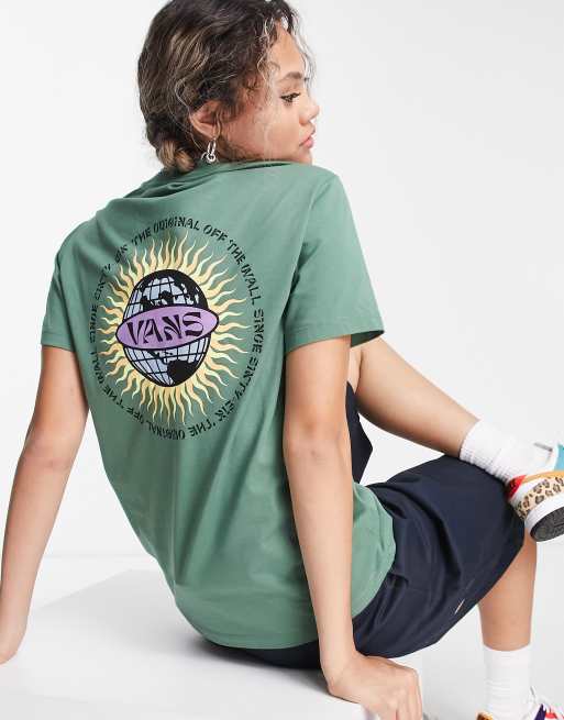 Vans Earth and Sun back print t-shirt in green 