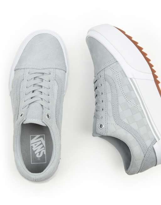 Vans Emboss Check Old Skool Stacked Sneakers azzurre a quadri con suola lamellata e incisione