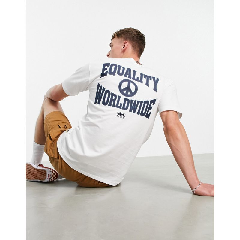 Uomo 8Z36H Vans - Equality - T-shirt bianca con stampa sulla schiena
