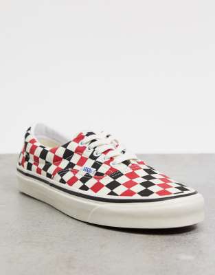 vans era plimsolls in green plaid check