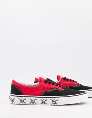 vans rouge noir