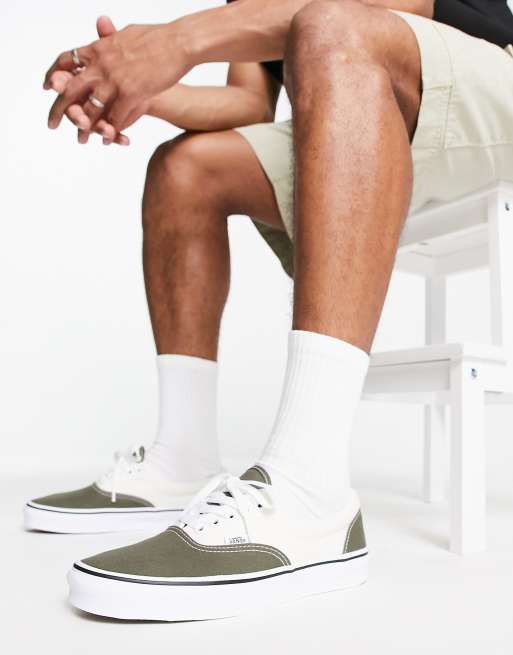 Vans – Era – Biało-zielone buty sportowe o wzorze z blokami kolorów 