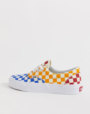 color block checkered vans