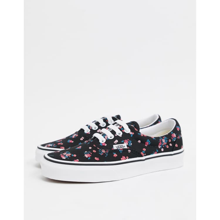 Vans black store floral shoes