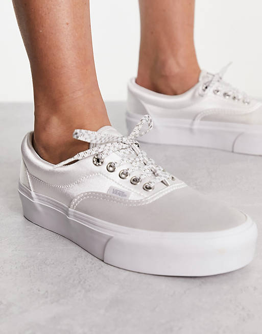 Vans Era Platform Sparkle Check lace detail sneakers in white | ASOS