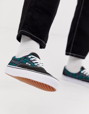 Vans Era plimsolls in green plaid check 