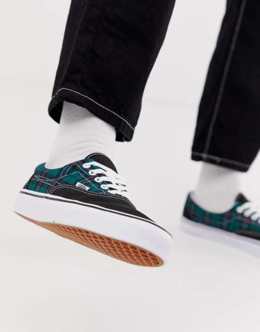 Vans Era plimsolls in green plaid check