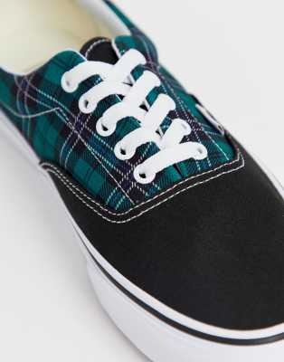 vans era plimsolls in green plaid check