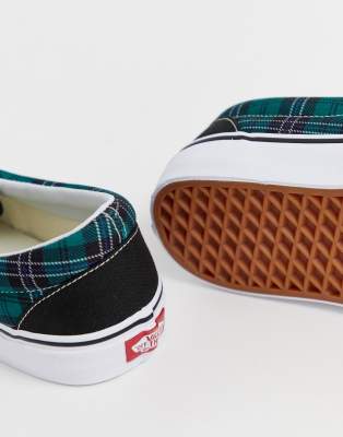 vans era plimsolls in green plaid check