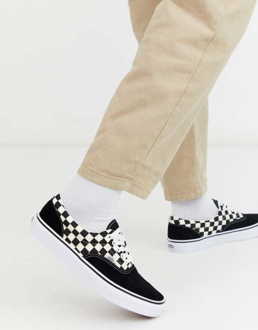 Vans Era Skate Shoes Primary Check Black White