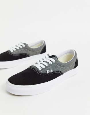 Vans - Era - Skateschoenen van chambray en canvas in zwart en wit Zwart