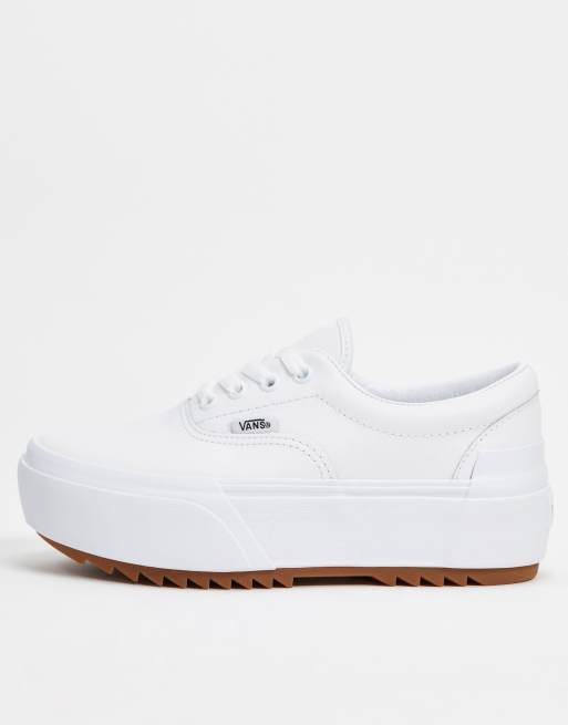 Vans leather era deals white