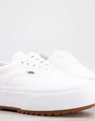 vans era stacked white