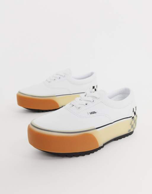 Vans era stacked store white sneakers