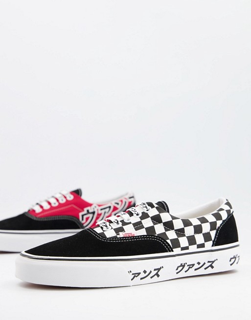 Vans era trainers in black and red