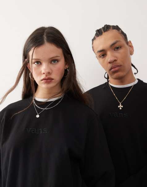 Vans - Essential - Sort sweatshirt med centralt logo i afslappet pasform - view 1