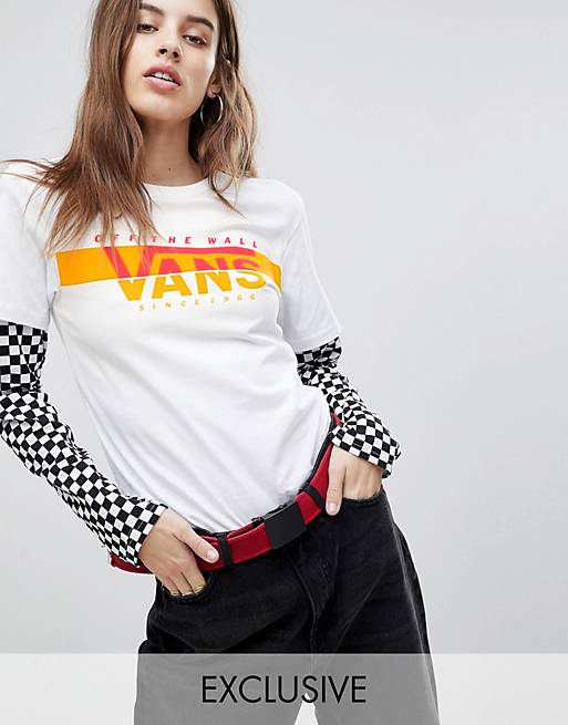 Vans Exclusive Double Layer T-Shirt With Checkerboard Sleeves