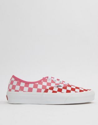 pink and red checkerboard vans