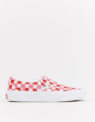 vans checkerboard pink and white