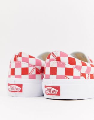 pink and red checkerboard vans