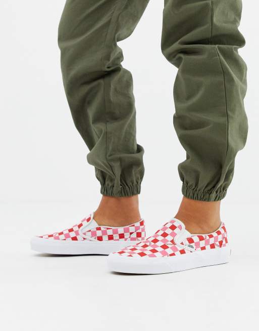 Exclusive Red And Pink Checkerboard Slip On Sneakers | ASOS