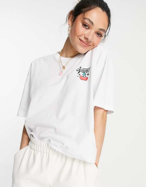 Vans - Exclusivité ASOS - Occasion - T-shirt crop top avec imprimé au dos - Blanc, 2 de 4