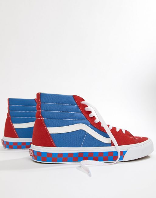 Vans damier 2025 rouge et bleu