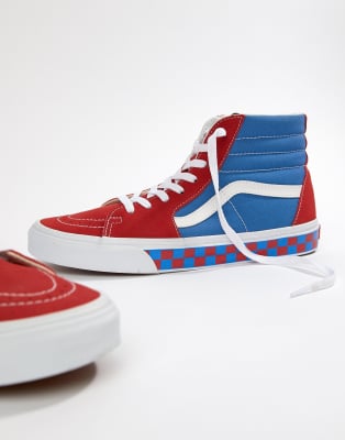 vans sk8 hi blue checkerboard