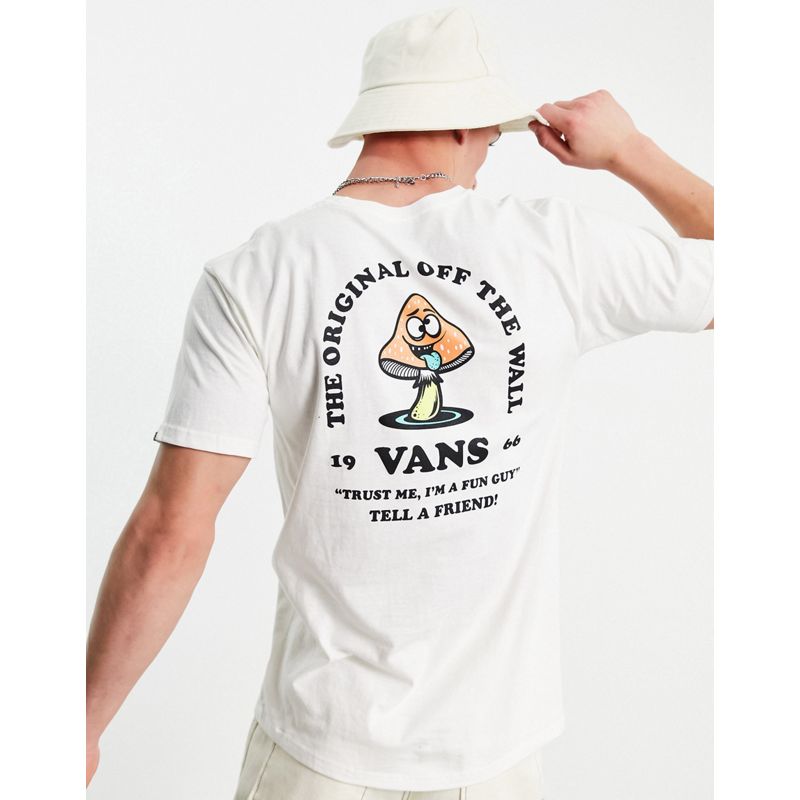 Vans – Fan Guy – T-Shirt in gebrochenem Weiß mit Rückenprint