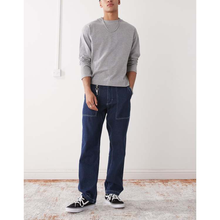 Vans fatigue loose fit tapered denim jeans in dark blue ASOS