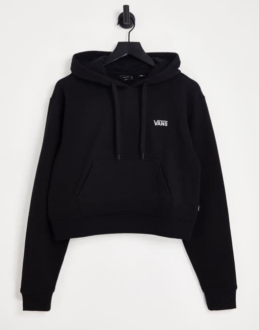 Vans Felpa corta nera con cappuccio e logo sul petto ASOS