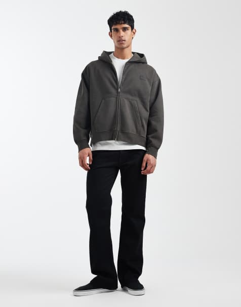 Vans - Felpa premium oversize con cappuccio e zip nero sbiadito - view 1