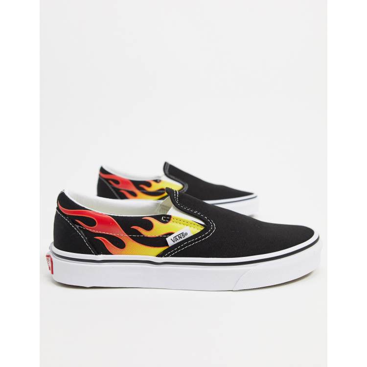 Vans slip sale on with flames