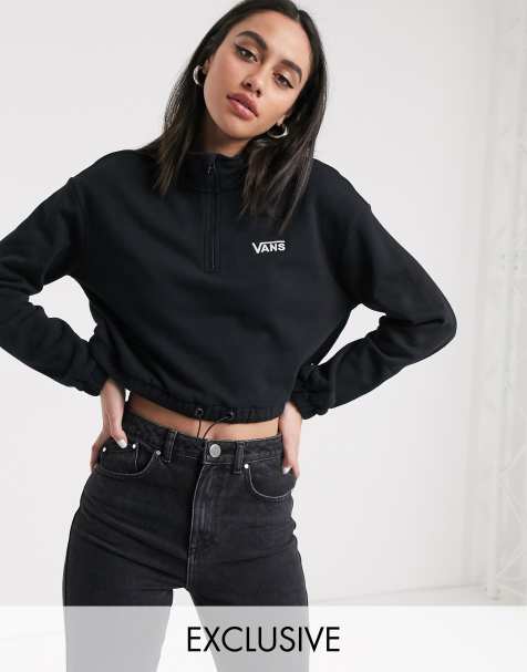Vans – Fleece in Schwarz mit kurzem Reißverschluss und Logo, exklusiv bei ASOS
