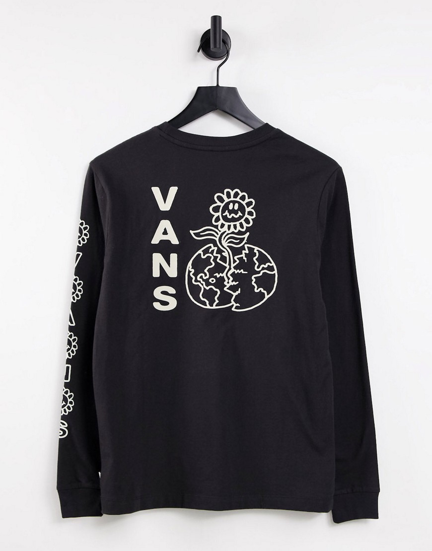 Vans Flo Rez long sleeve back print t-shirt in black