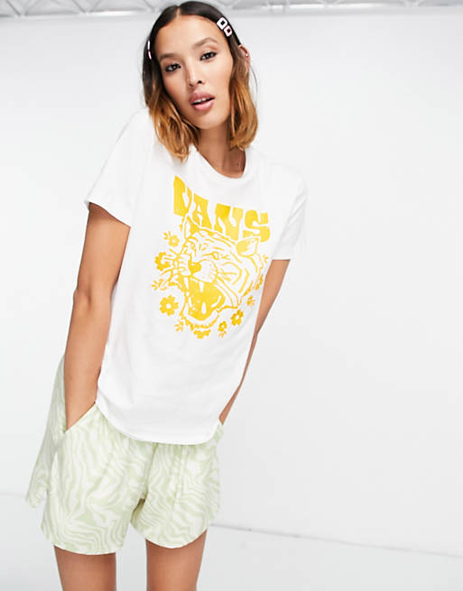Tops Vans Floral Tiger t-shirt in white 
