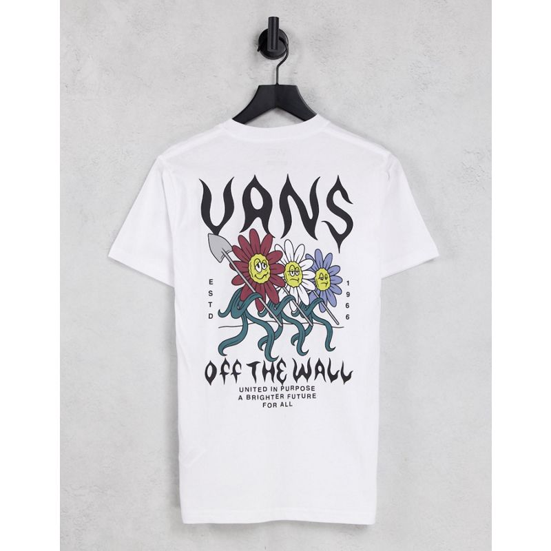 Vans - Flower Power - T-shirt bianca con stampa sul retro 
