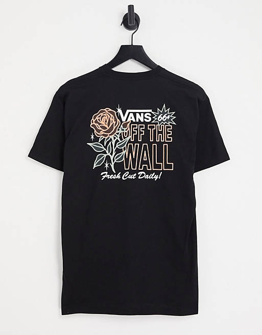 Vans - Flower Shoppe II - T-shirt met print op de achterkant in zwart 