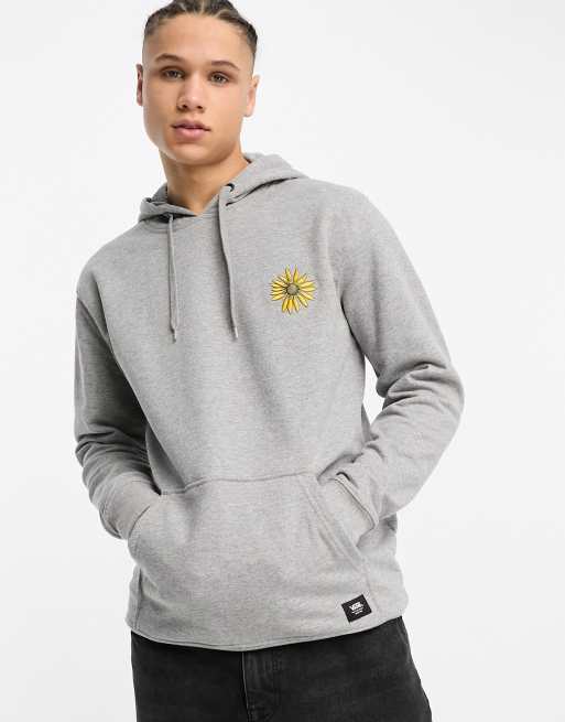 Grey hoodie with online flowers