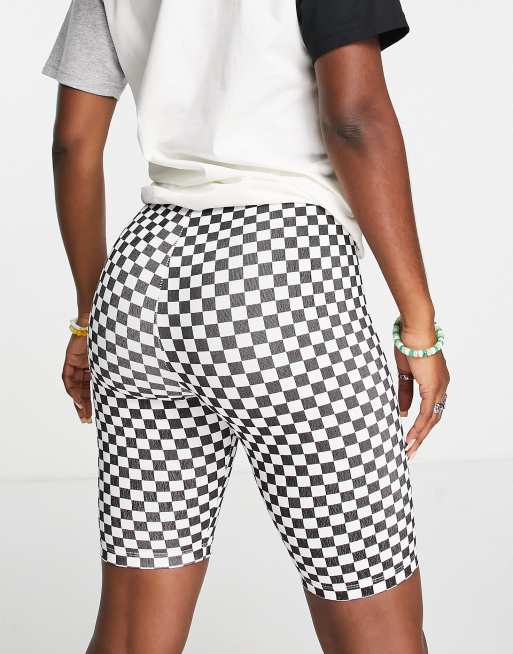 Black and white store checkered cycling shorts