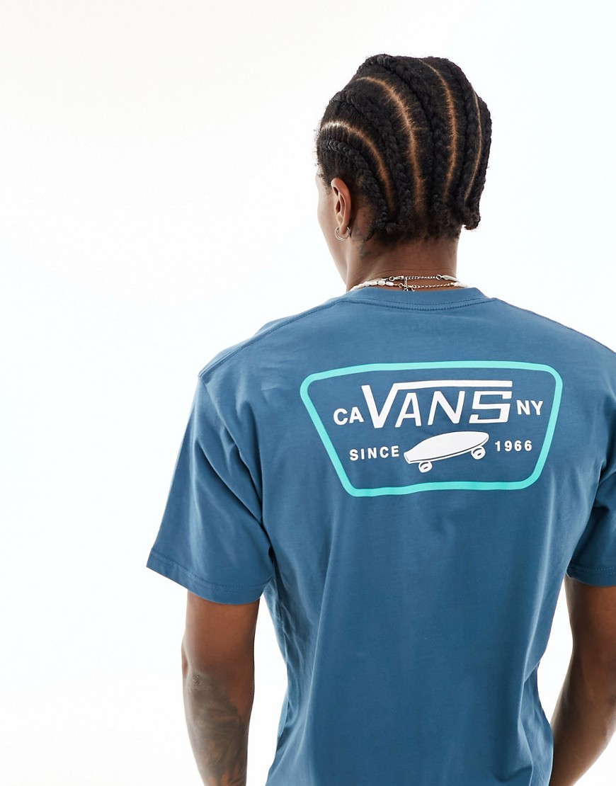 Vans full patch back print t-shirt in teal-Blue