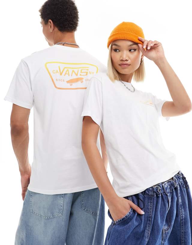 Vans - full patch back print t-shirt in white and orange