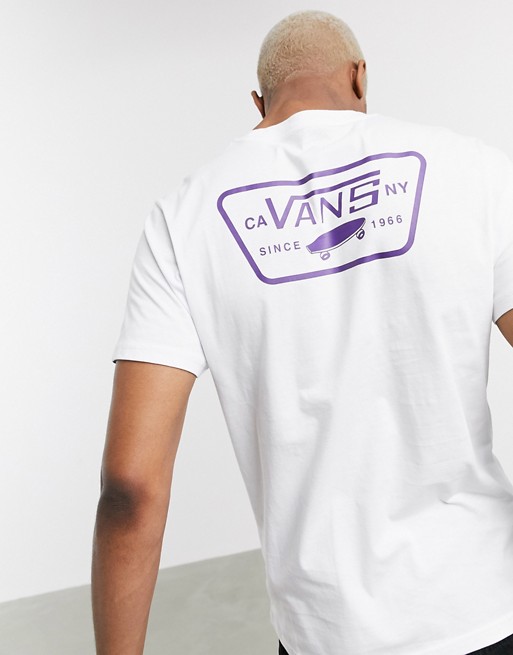 Vans Full Patch back print t-shirt in white/purple