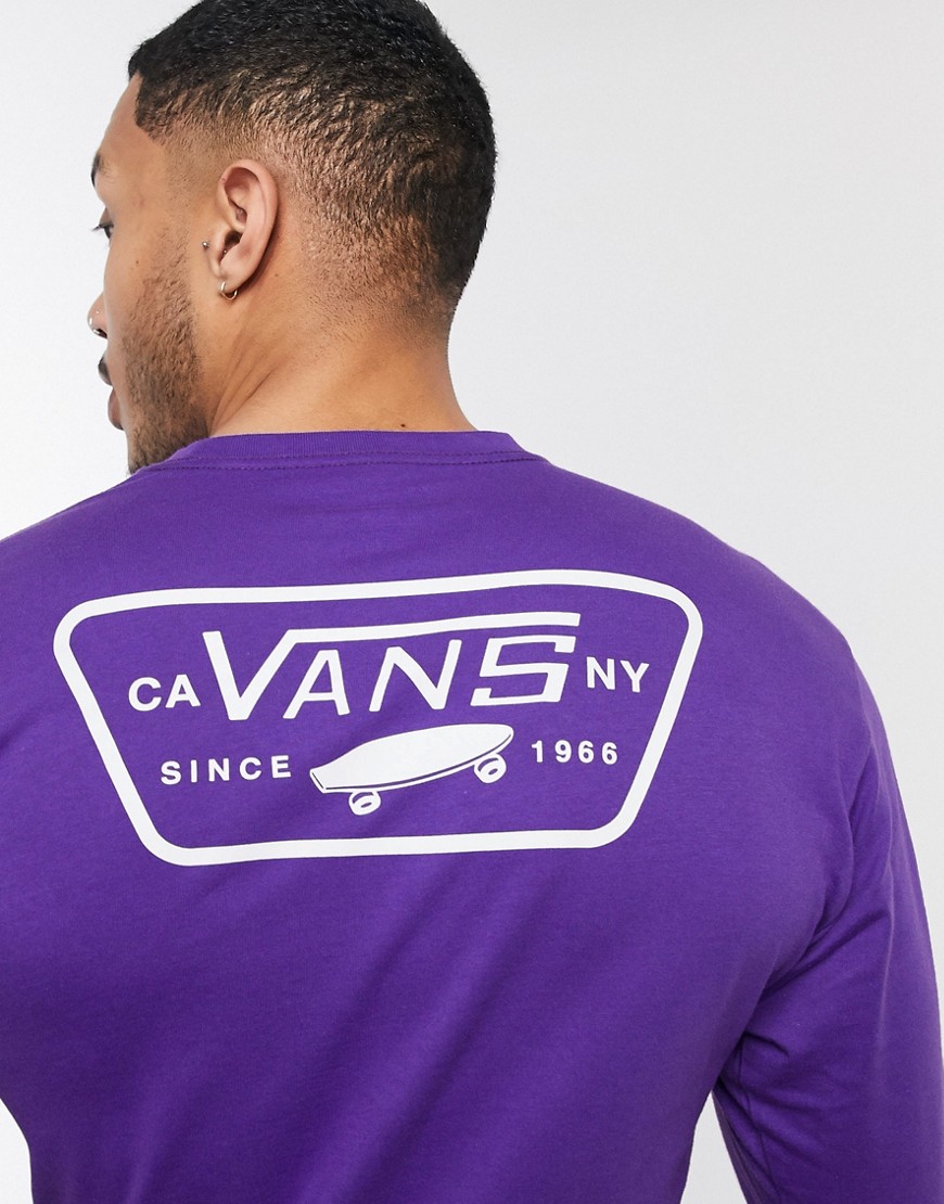 Vans - Full Patch - T-shirt a maniche lunghe viola e bianca stampata