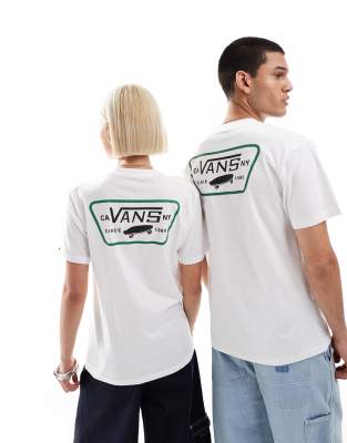 Vans - Full Range - Kurzärmliges T-Shirt in Weiß und Dunkelgrün mit Rückenprint-Bunt