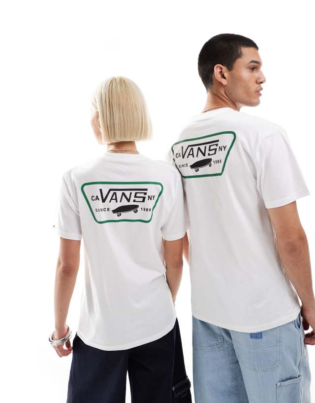 Vans - full range short sleeve back print t-shirt in white and dark green