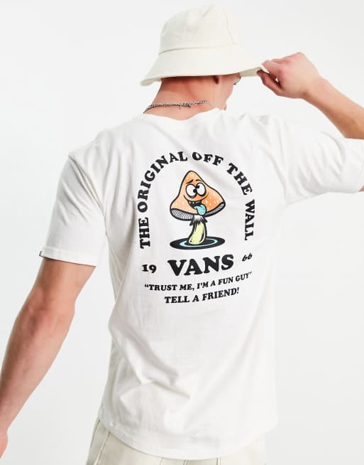 Vans - Fun Guy - T-shirt met print op de rug in gebroken wit